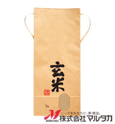 紐付クラフト米袋　KH-0370　玄米　良穀（りょうこく）（銘柄なし）　5kg
