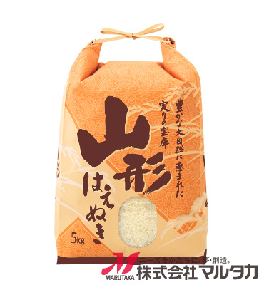 紐付クラフト米袋　KH-0001　山形産はえぬき　稲扇（いねおうぎ）　5kg